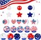 200 Pcs 4th of July Wood Beads Patriotic Independence Day Wooden Beads America Flag Star Heart Round Blue Red White Decor for Memorial Day Craft DIY Garland Tiered Tray Fireplace Decor